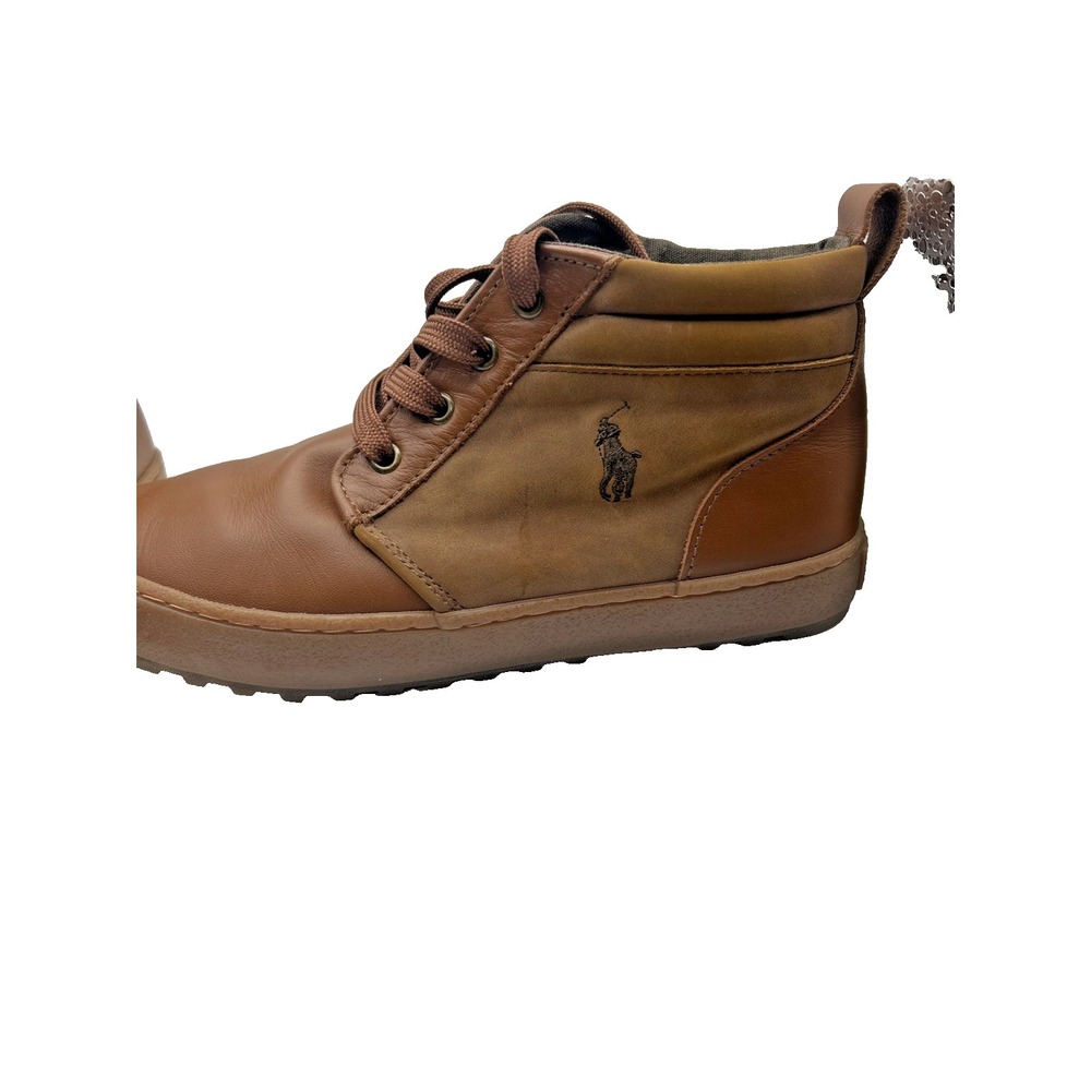 Polo Ralph Lauren Camdyn Leather High-Top Sneakers Tan/Brown Size 5Y